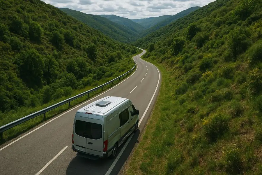 furgoneta camper por carretera del Bierzo